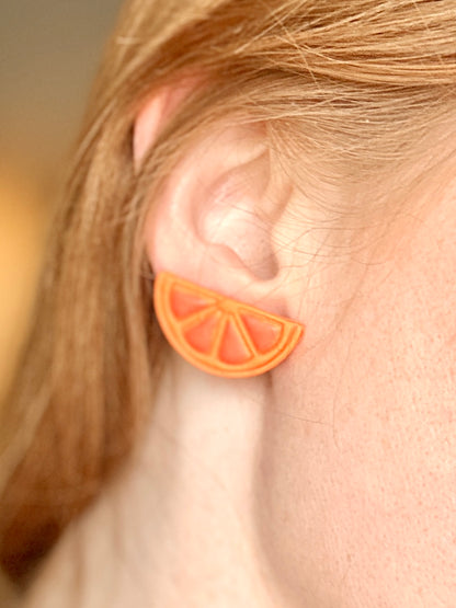 Orange Studs | Handmade Polymer Clay Earrings