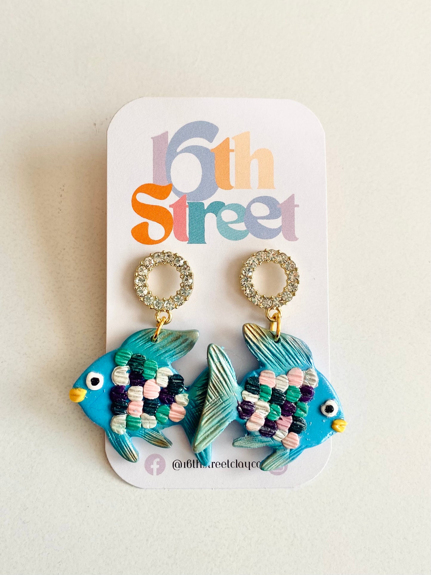 Rainbow Fish Dangles | Handmade Polymer Clay Earrings