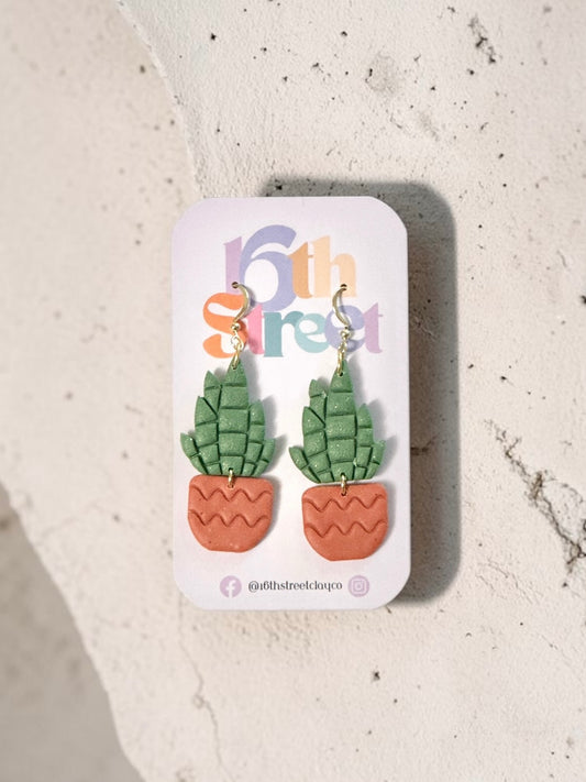 Succulent Dangles | Handmade Polymer Clay Earrings