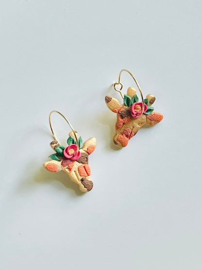 Floral Giraffe | Handmade Polymer Clay Earrings