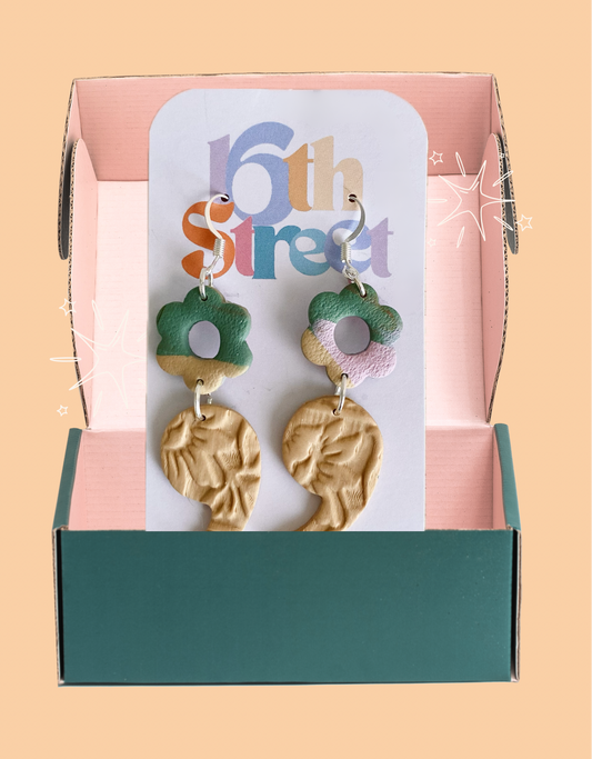 Pretty Daisy Colorful Semicolon Dangle Earrings (3) | Mental Health Inspired Handmade Polymer Clay Earrings