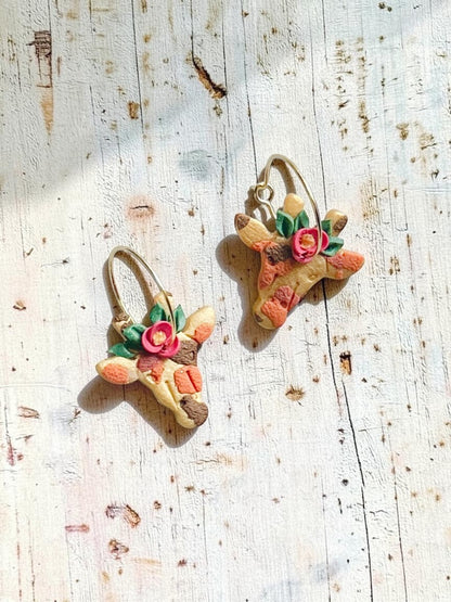 Floral Giraffe | Handmade Polymer Clay Earrings