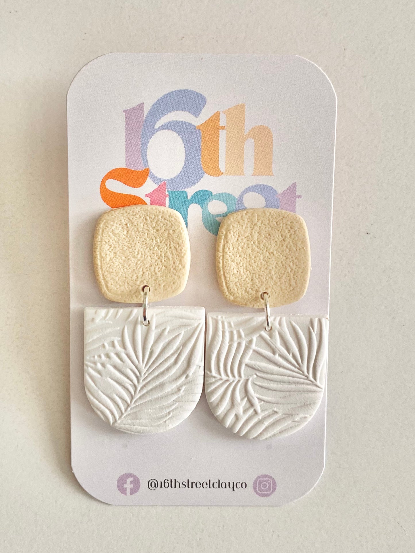 Palm Leaves Dangles | Handmade Polymer Clay Earrings