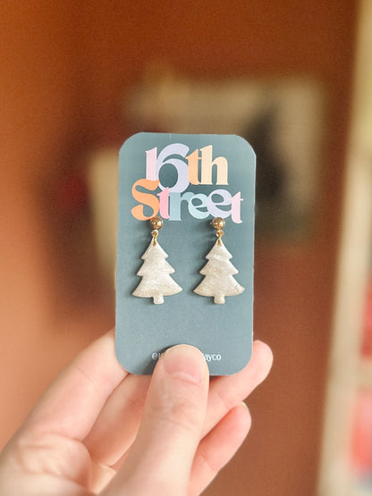 Sparkling Ice Tree Dangles | Handmade Polymer Clay Earrings