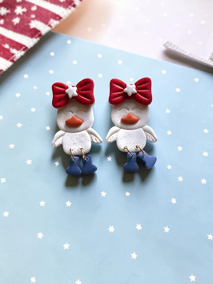 Pretty Ducky Dangles | Handmade Polymer Clay Earrings