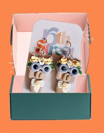 Momma Llama Dangles - Handmade Polymer Clay Earrings