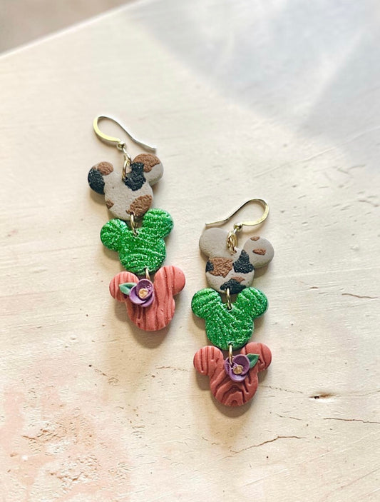 Safari Trio Dangles | Handmade Polymer Clay Earrings