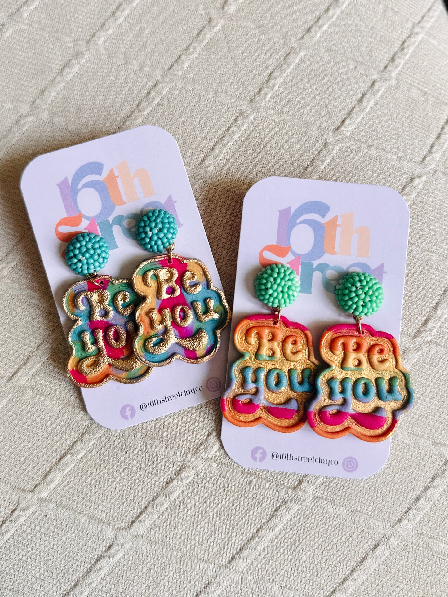 “Be You” Dangles | Handmade Polymer Clay Earrings