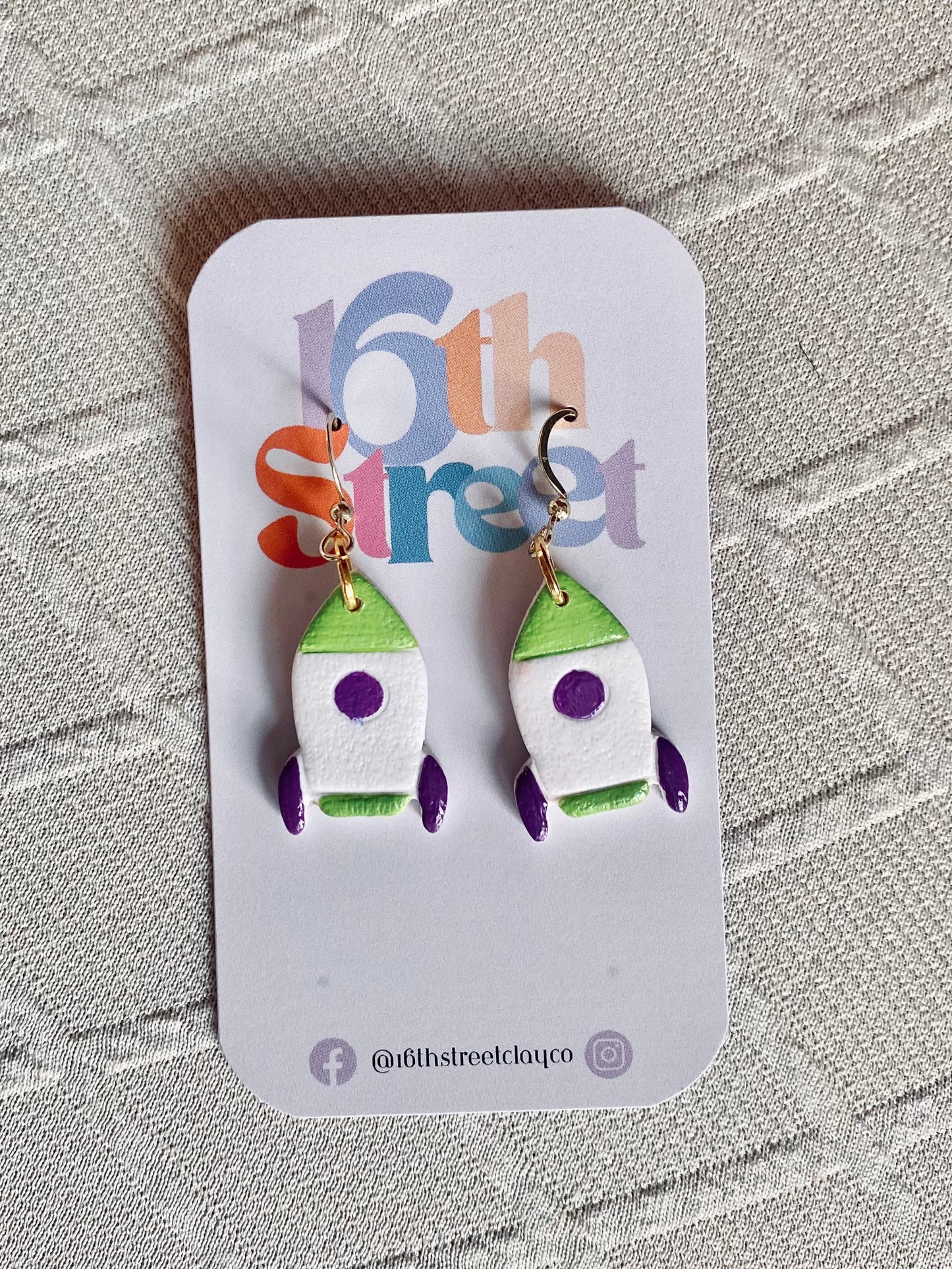 Rocket Ship Dangles | Handmade Polymer Clay Earrings