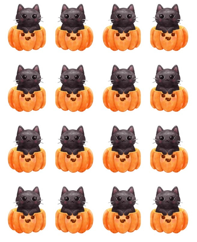 Peeking Kitties in a Pumpkin | Transfer Sheet - 09
