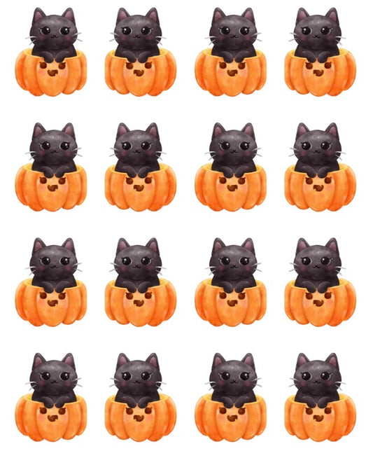 Peeking Kitties in a Pumpkin | Transfer Sheet - 09