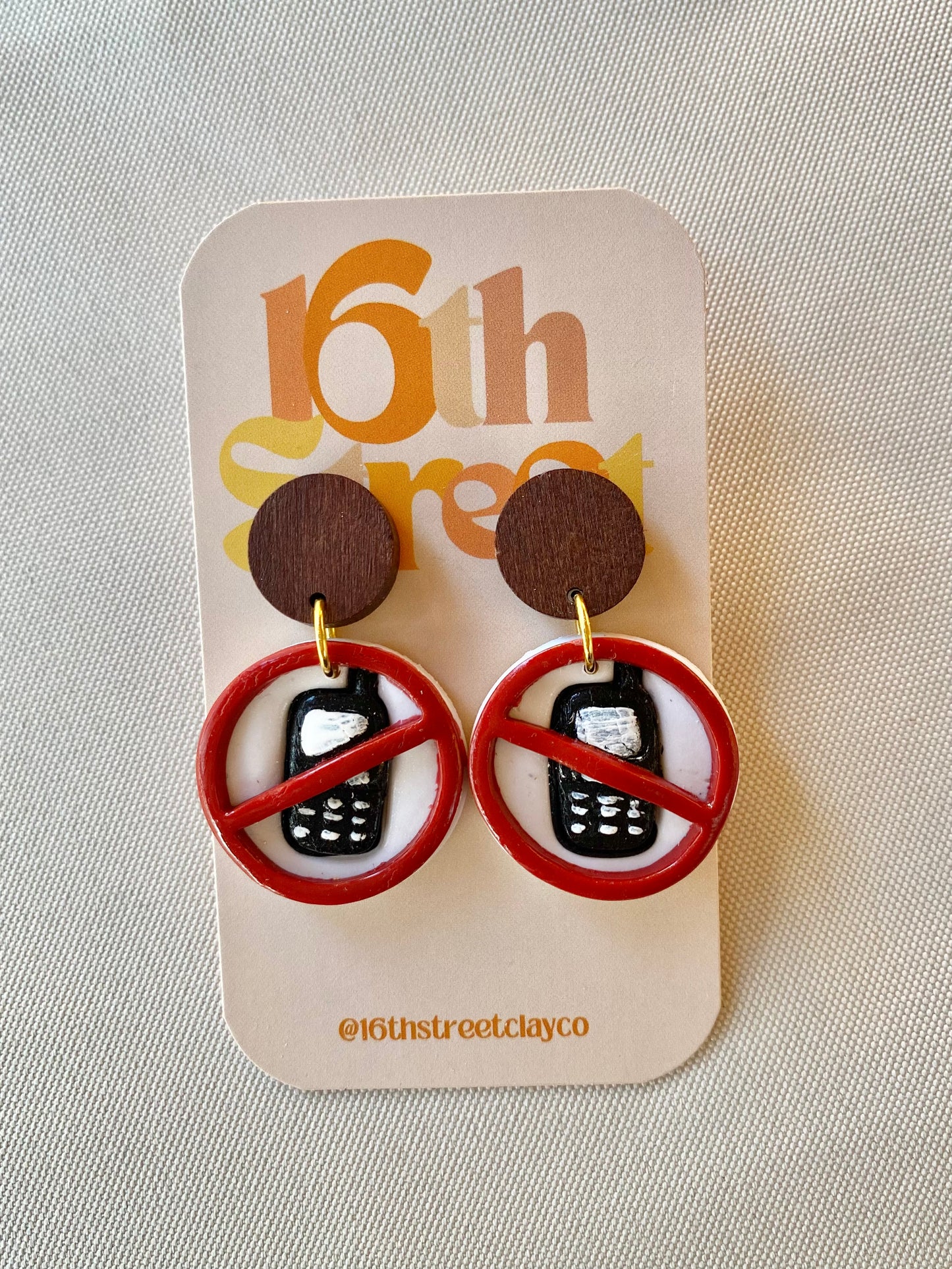 No Phones Allowed Dangles | Handmade Polymer Clay Earrings