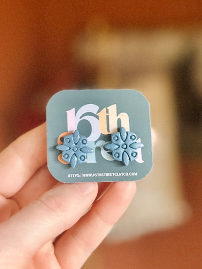 Winter Blue Studs | Handmade Polymer Clay Earrings