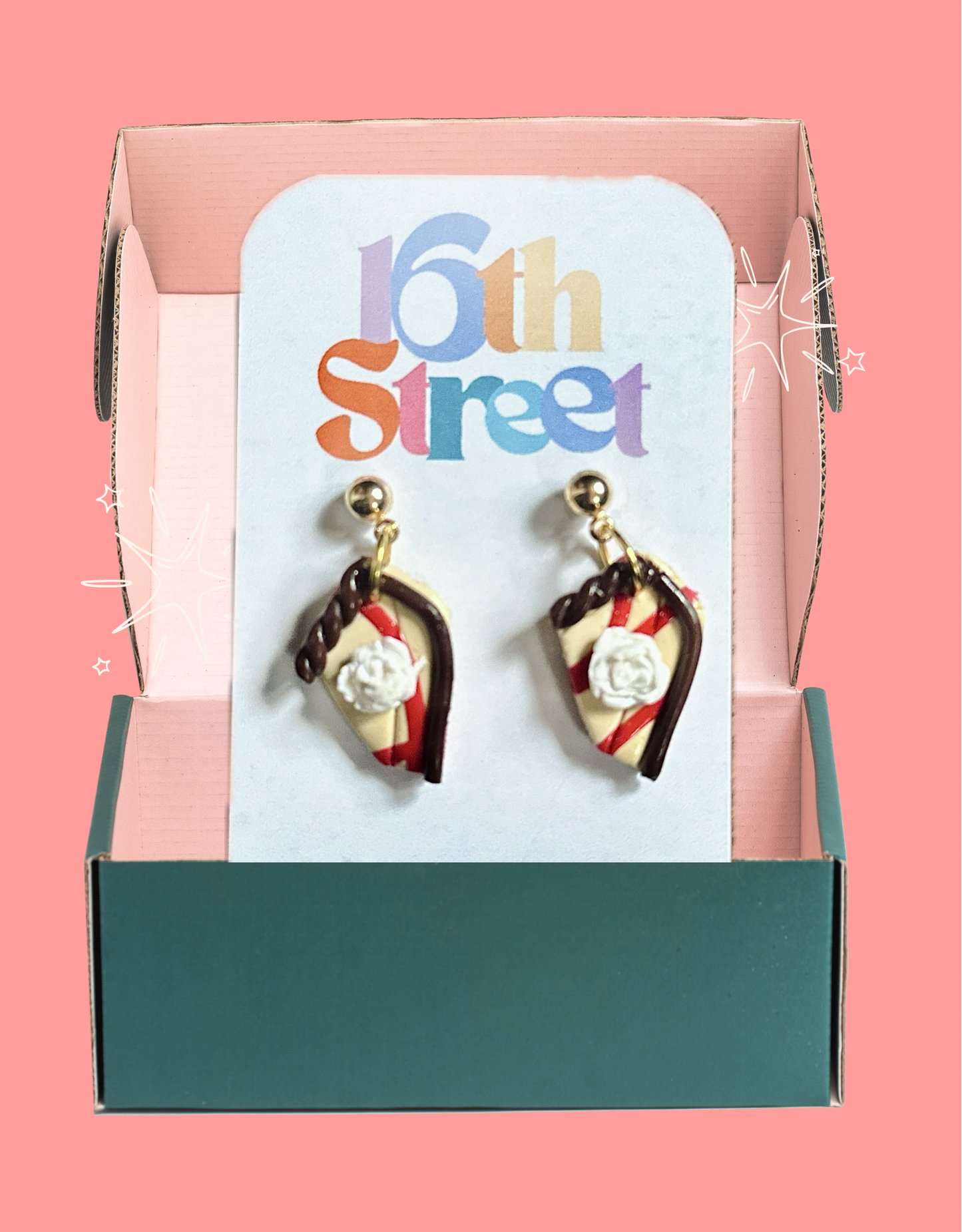 Strawberry Cheesecake Dangles | Handmade Polymer Clay Earrings