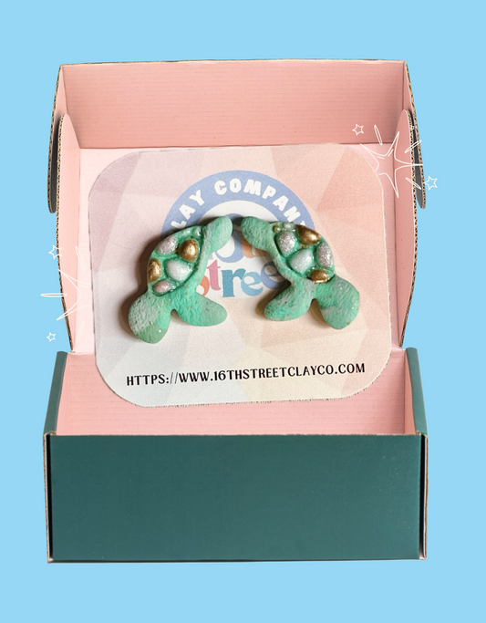 Sea Turtle Studs | Handmade Polymer Clay Earrings