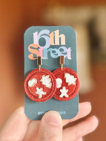 Santa’s Cookie Plate Dangles | Handmade Polymer Clay Earrings