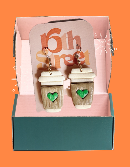 Coffee Dangles | Handmade Polymer Clay Earrings