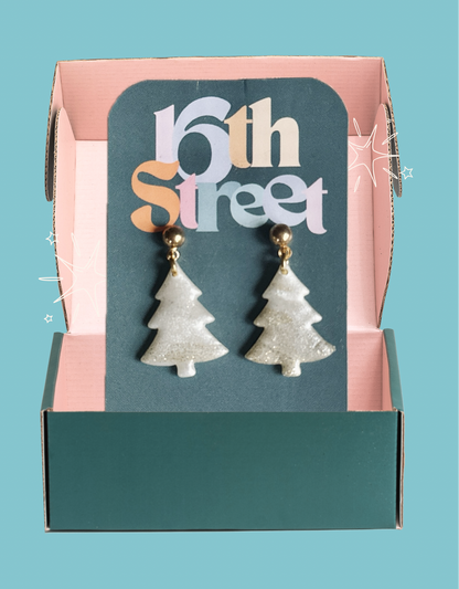 Sparkling Ice Tree Dangles | Handmade Polymer Clay Earrings