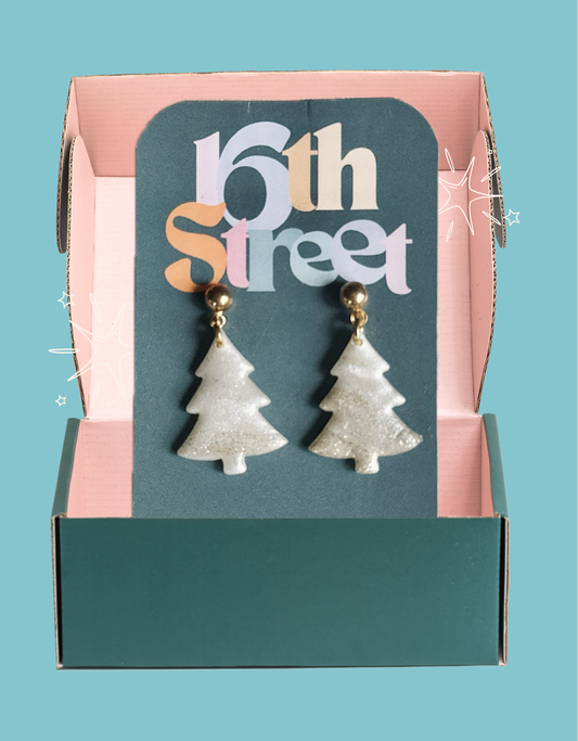 Sparkling Ice Tree Dangles | Handmade Polymer Clay Earrings