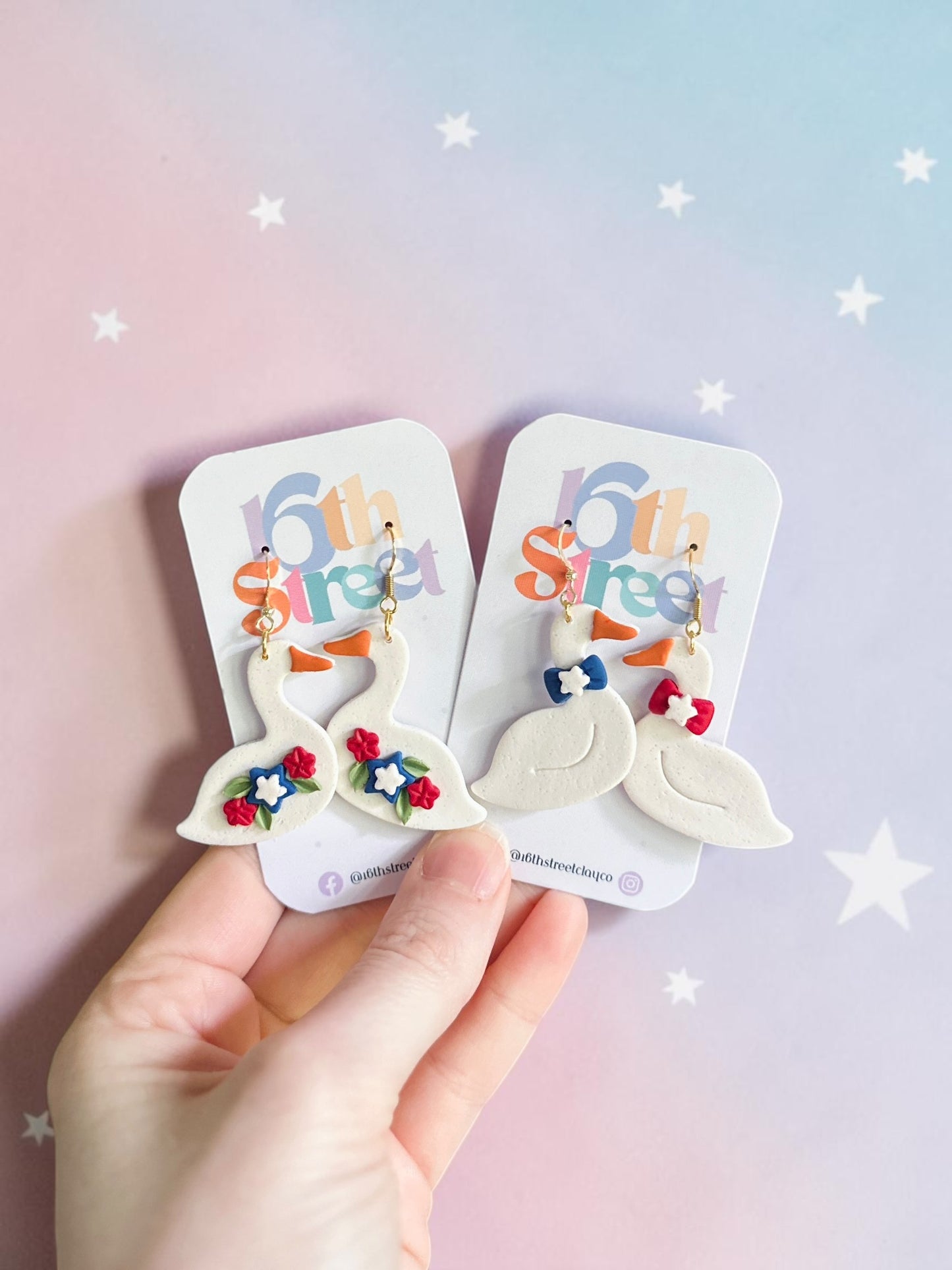 American Duckies Dangles | Handmade Polymer Clay Earrings