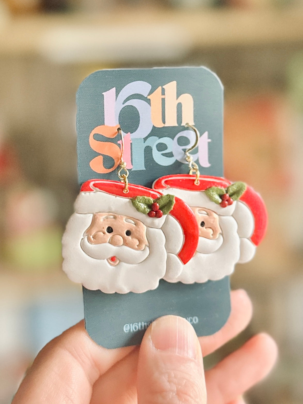 Santa Cup Dangles | Handmade Polymer Clay Earrings