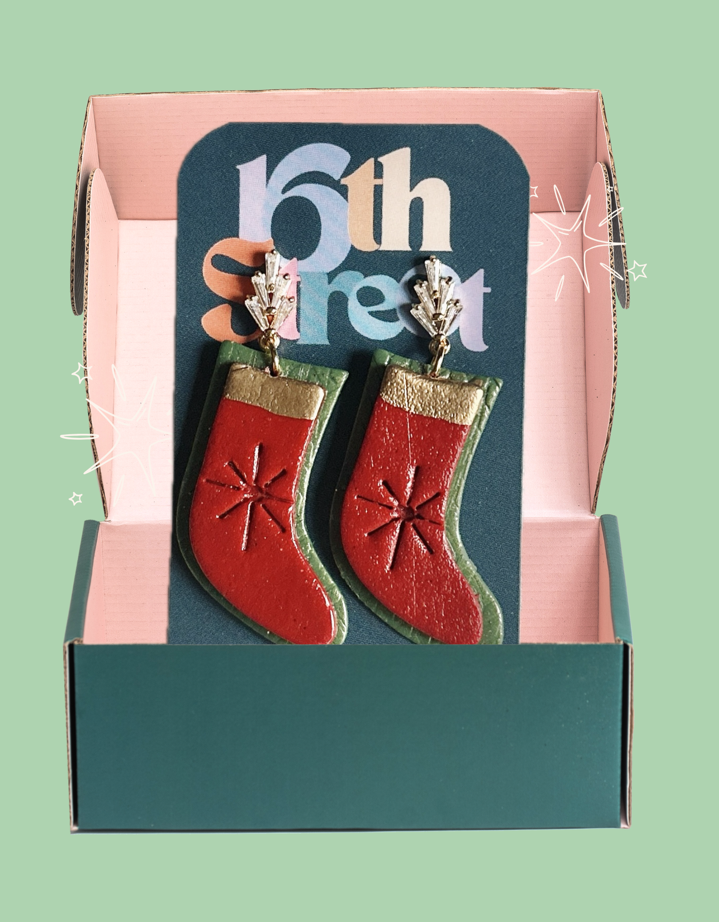 You’re a Star Stocking Dangles | Handmade Polymer Clay Earrings