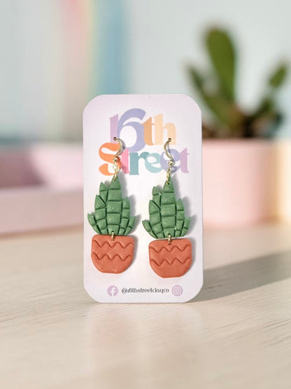 Succulent Dangles | Handmade Polymer Clay Earrings
