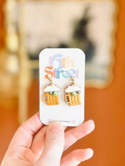 Save Me A Guinness Dangles - Handmade Polymer Clay Earrings