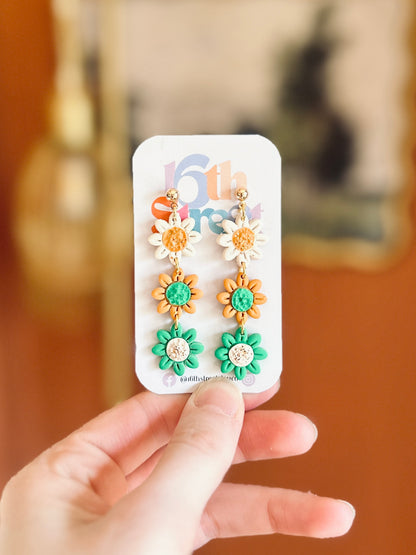 Flowers in Ireland Dangles - Handmade Polymer Clay Earrings
