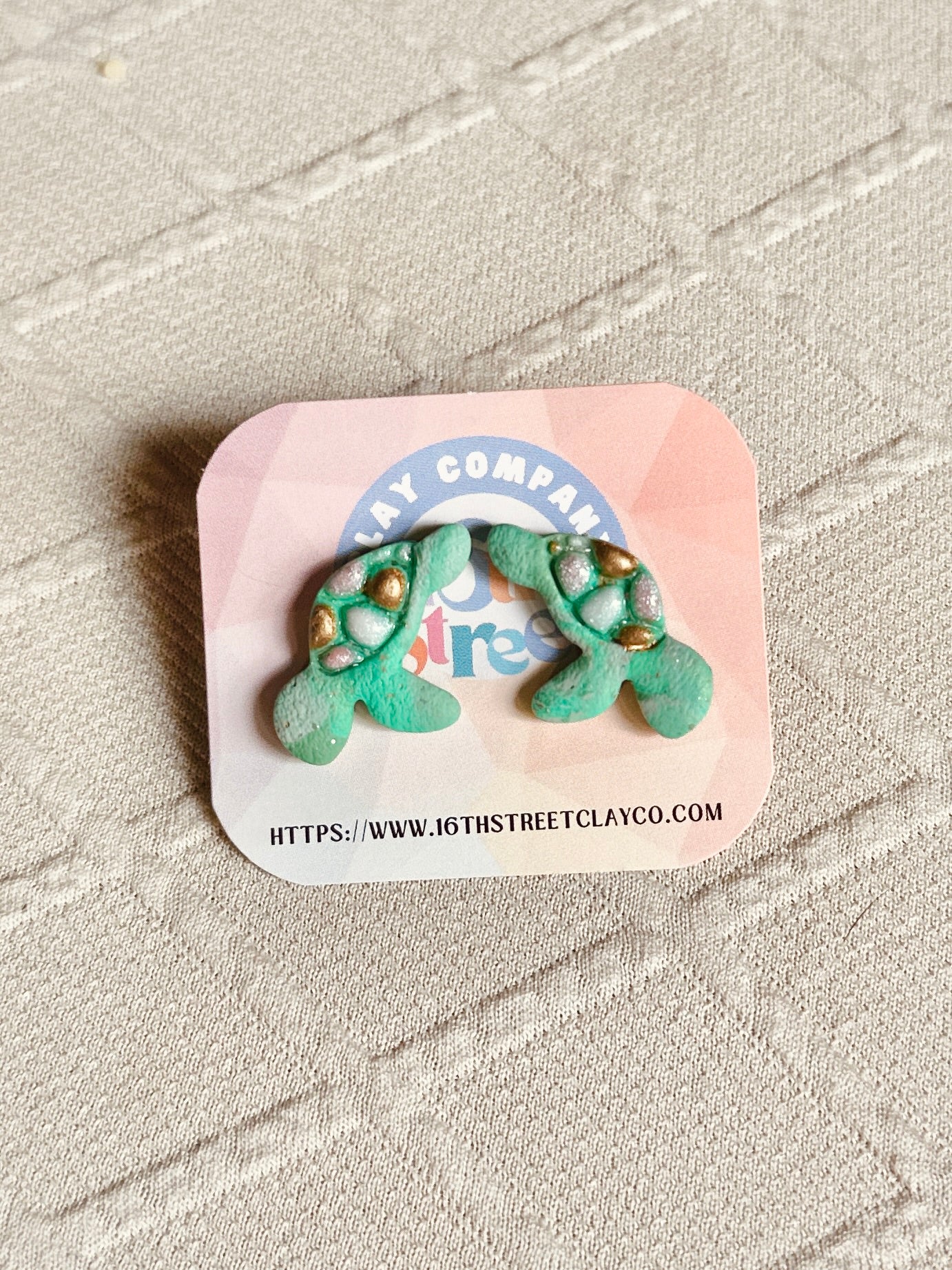 Sea Turtle Studs | Handmade Polymer Clay Earrings