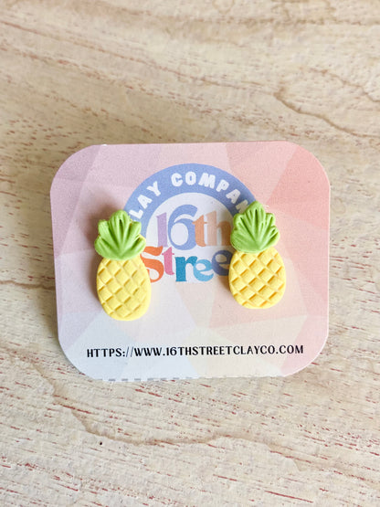 Pineapple Studs | Handmade Polymer Clay Earrings