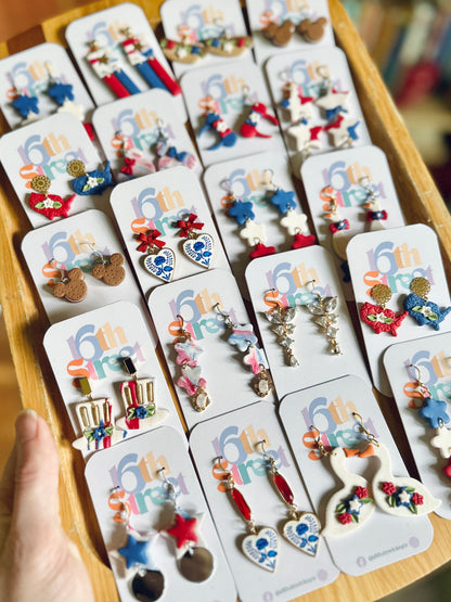American Star Dangles | Handmade Polymer Clay Earrings