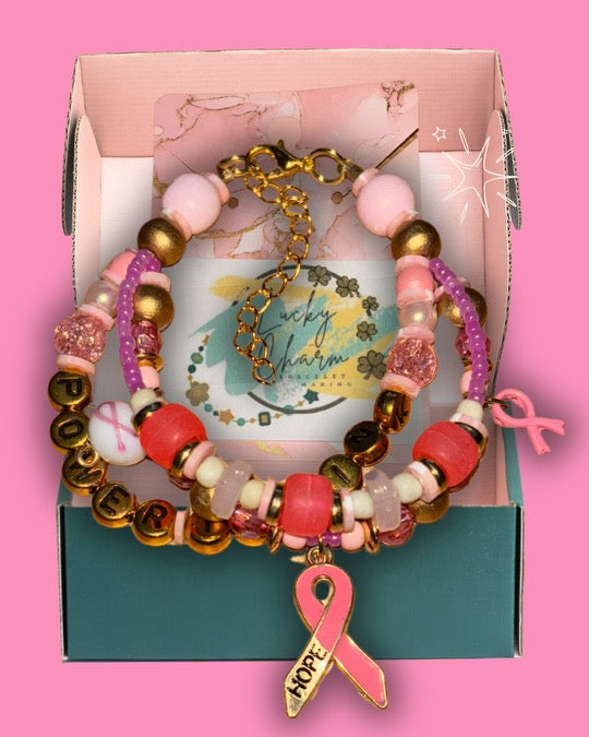 ‘Power in Pink’ Friendship Bracelet for Breast Cancer Awareness | Lucky Charm Bracelet Making