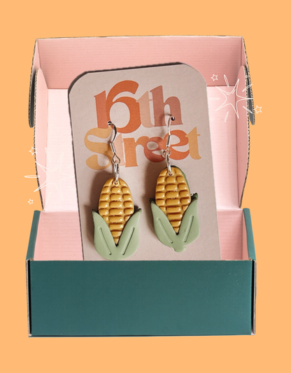 Corn Dangles | Handmade Polymer Clay Earrings