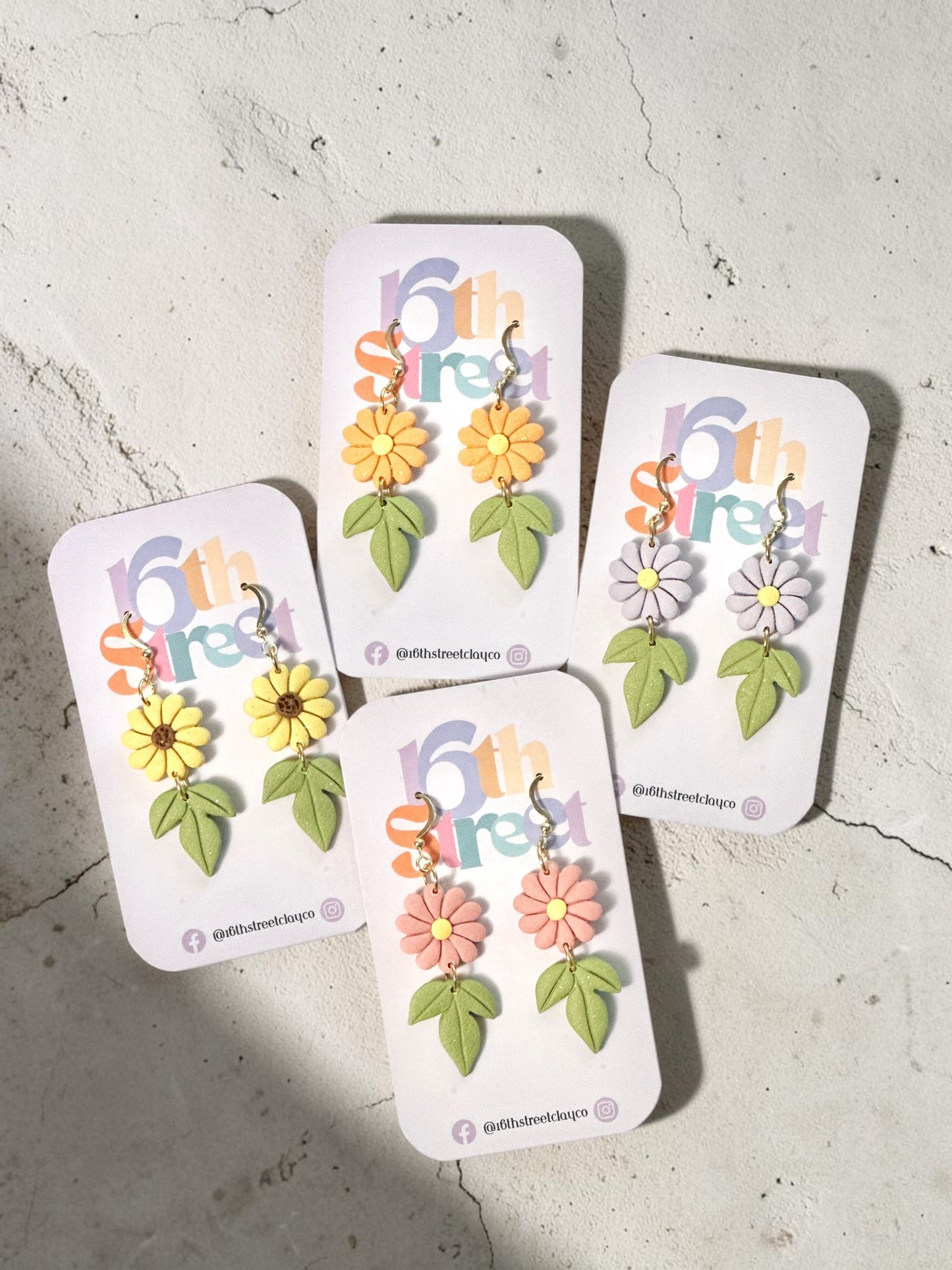Assorted Daisy Dangles | Handmade Polymer Clay Earrings