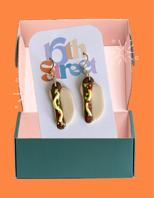 Hot Dog Dangles | Handmade Polymer Clay Earrings