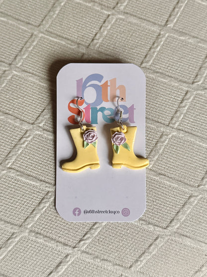 Gardening in the Rain Dangles - Handmade Polymer Clay Earrings