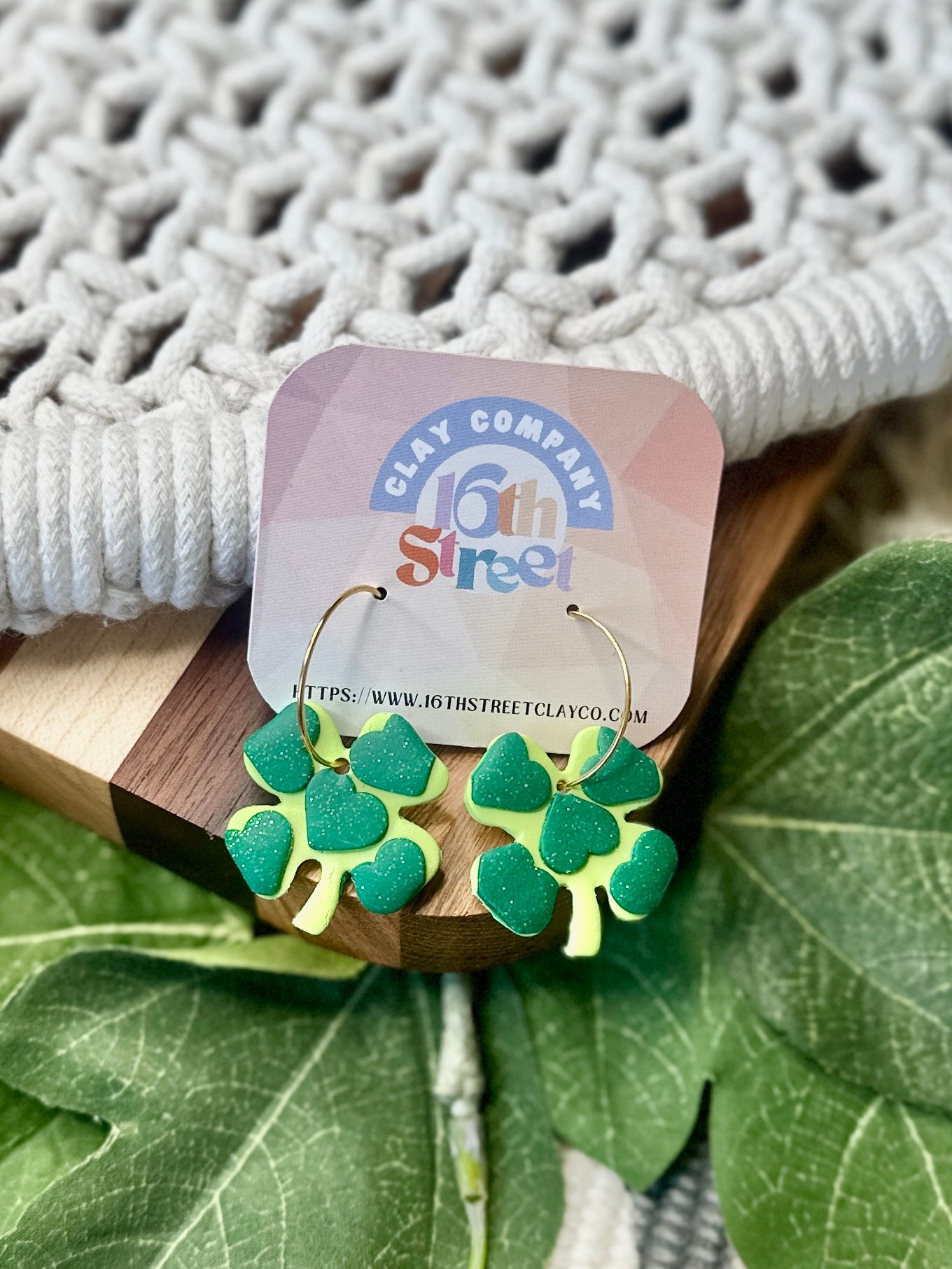 Clover Dangle Earrings | Handmade Polymer Clay Earrings