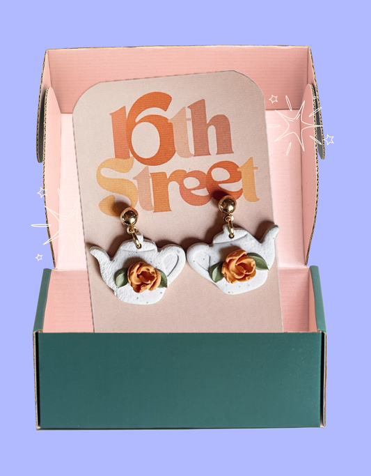 Teapot Dangles | Handmade Polymer Clay Earrings