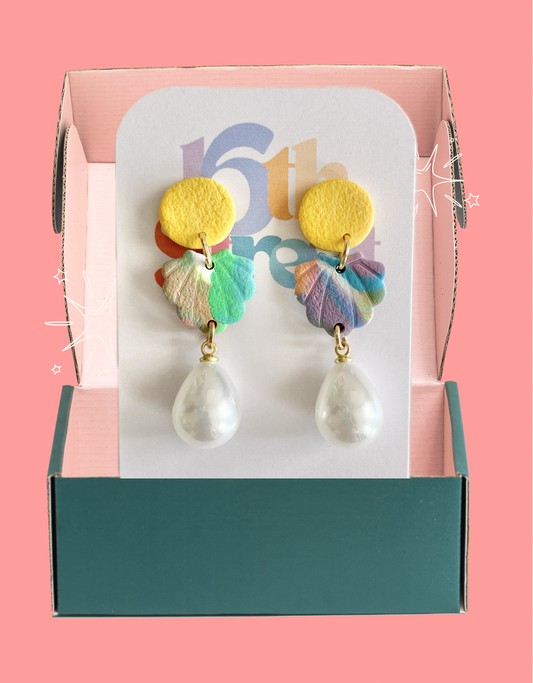 Ocean Pearl Dangles | Body Positive Handmade Polymer Clay Dangle Earrings