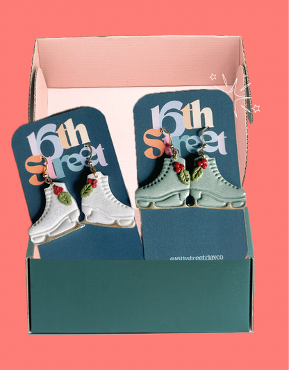 Floral Skates Dangles | Handmade Polymer Clay Earrings