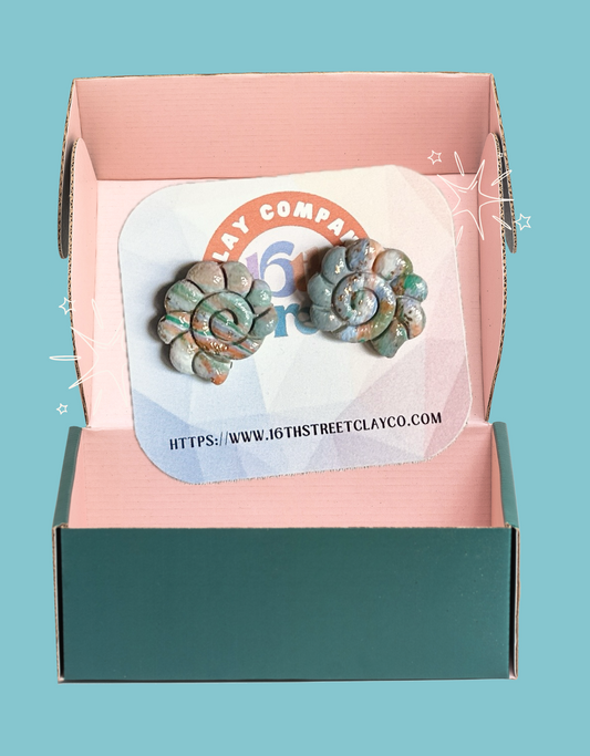 Sea Shell Studs | Handmade Polymer Clay Earrings