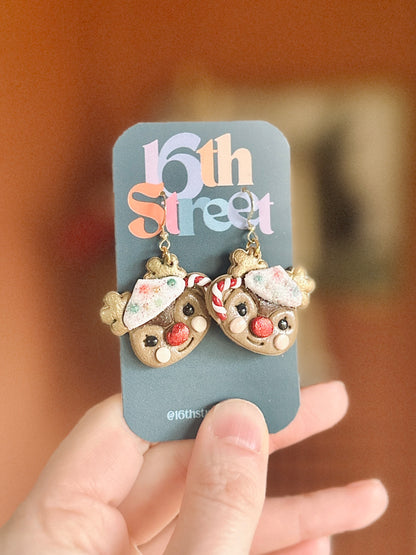 A Cup of Reindeer Cheer Dangles | Handmade Polymer Clay Earrings