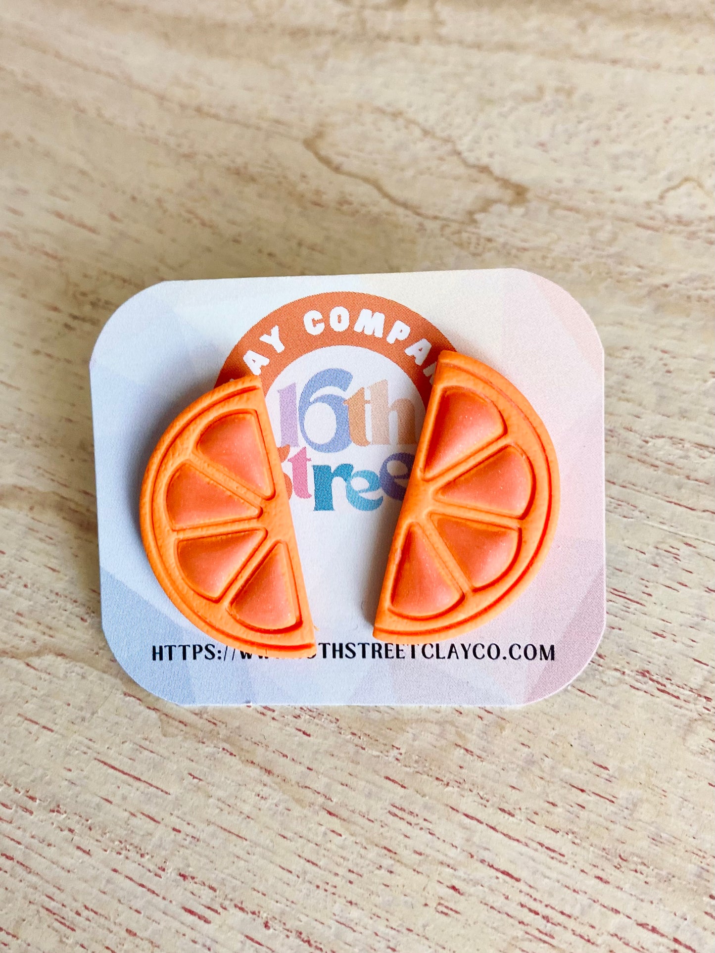 Orange Studs | Handmade Polymer Clay Earrings