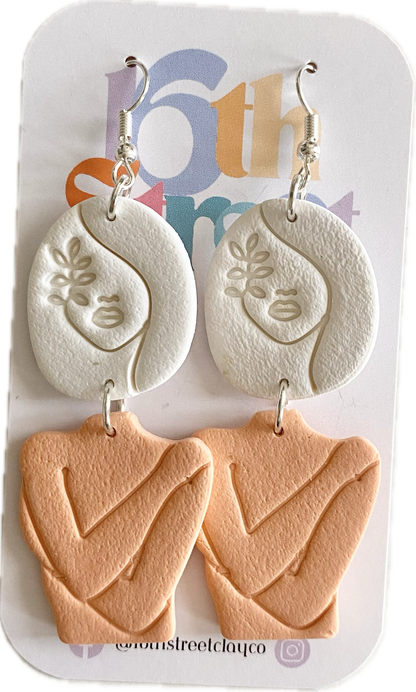 Self Love Face 1 | Body Positive Handmade Polymer Clay Dangle Earrings