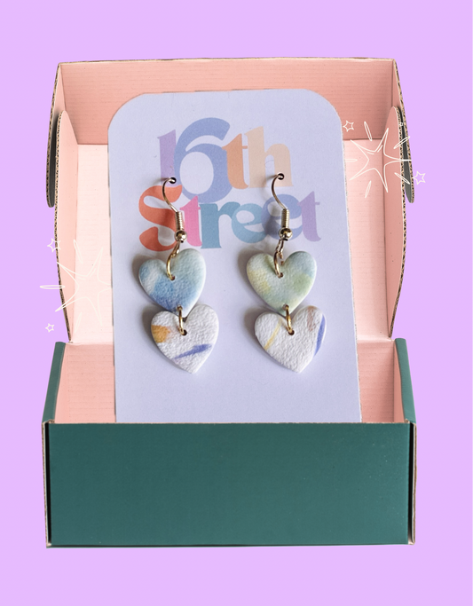 Mini Heart Dangles | Handmade Polymer Clay Earrings
