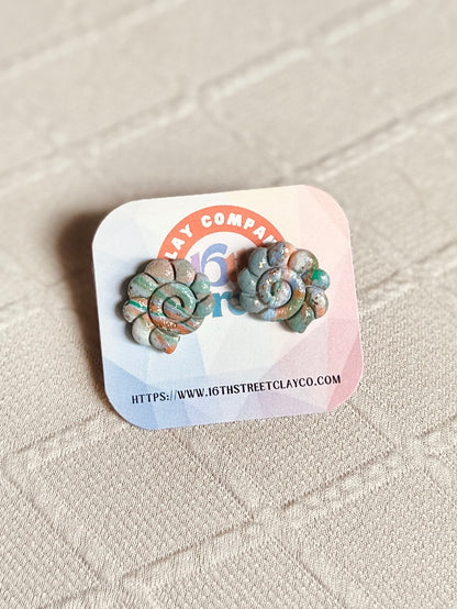 Sea Shell Studs | Handmade Polymer Clay Earrings