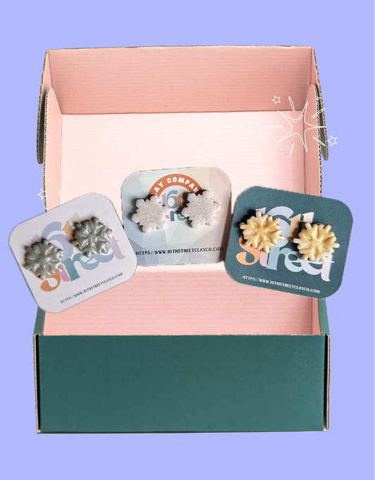 Snowflake Studs | Handmade Polymer Clay Earrings