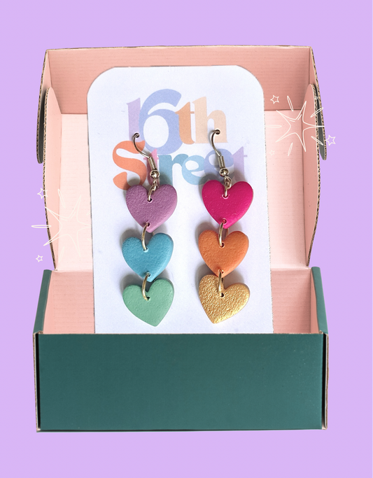 Friendly Heart Mini Dangles | Handmade Polymer Clay Earrings