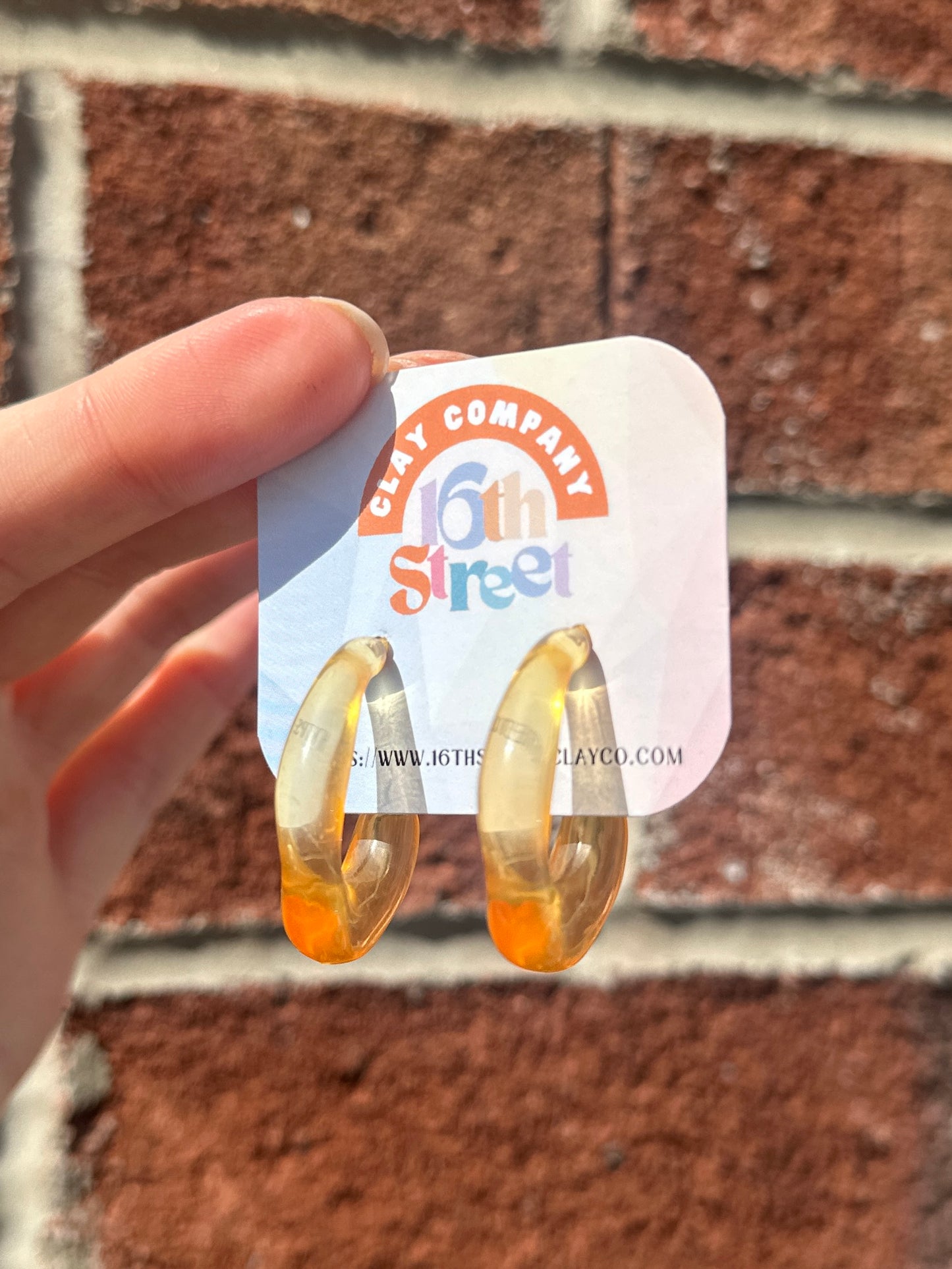 Orange Jelly Studs | Metal Stud Earrings